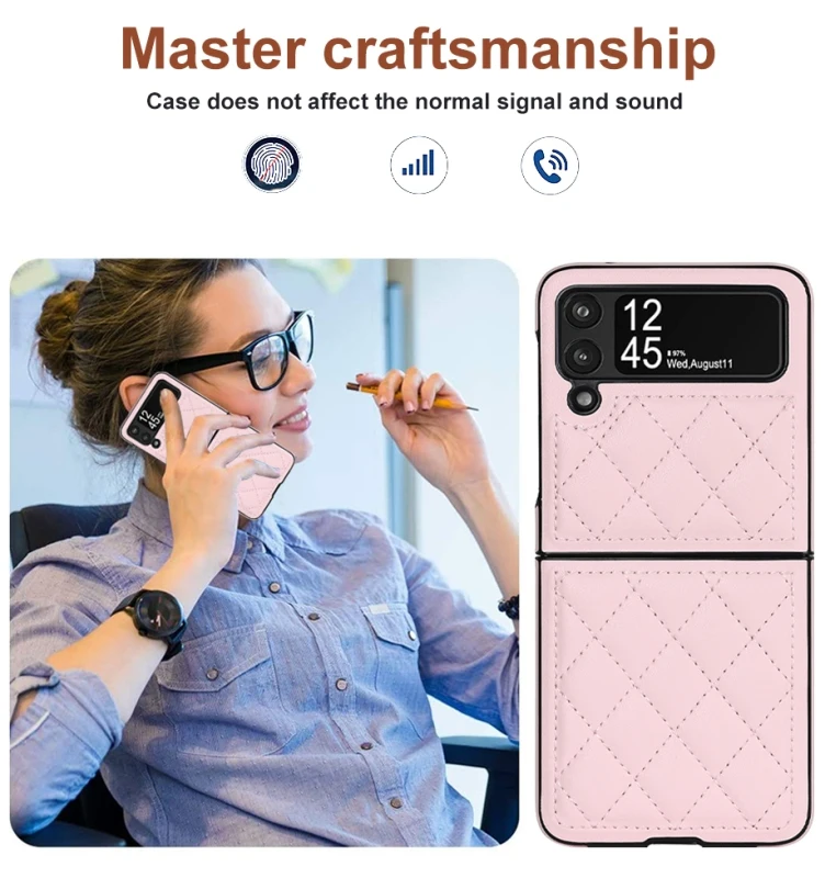 Soft Leather Flip Case Phone Cover For Samsung Galaxy Z Flip 5 4 3 Protection Solid Color Folding Phone Case Christmas Gift