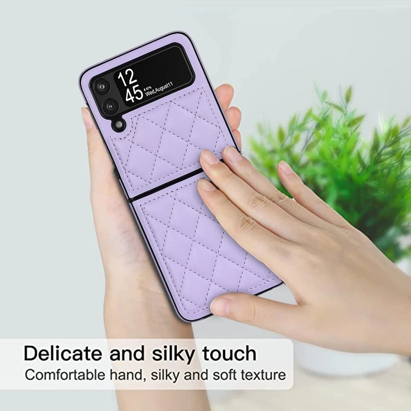 Soft Leather Flip Case Phone Cover For Samsung Galaxy Z Flip 5 4 3 Protection Solid Color Folding Phone Case Christmas Gift