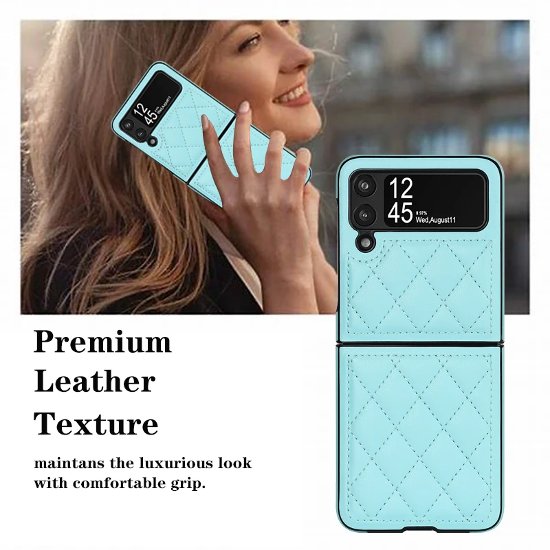 Soft Leather Flip Case Phone Cover For Samsung Galaxy Z Flip 5 4 3 Protection Solid Color Folding Phone Case Christmas Gift