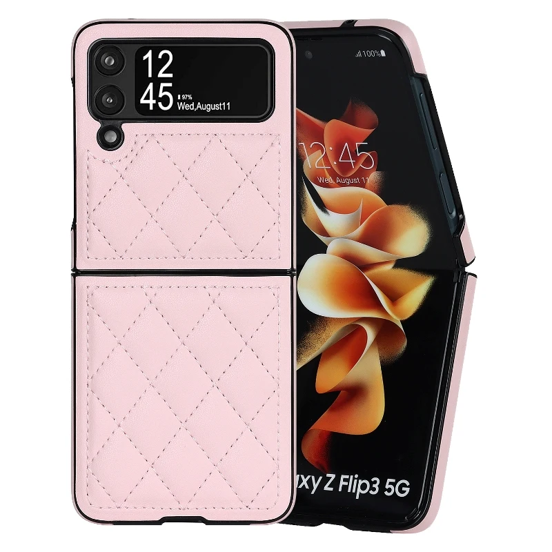 Soft Leather Flip Case Phone Cover For Samsung Galaxy Z Flip 5 4 3 Protection Solid Color Folding Phone Case Christmas Gift
