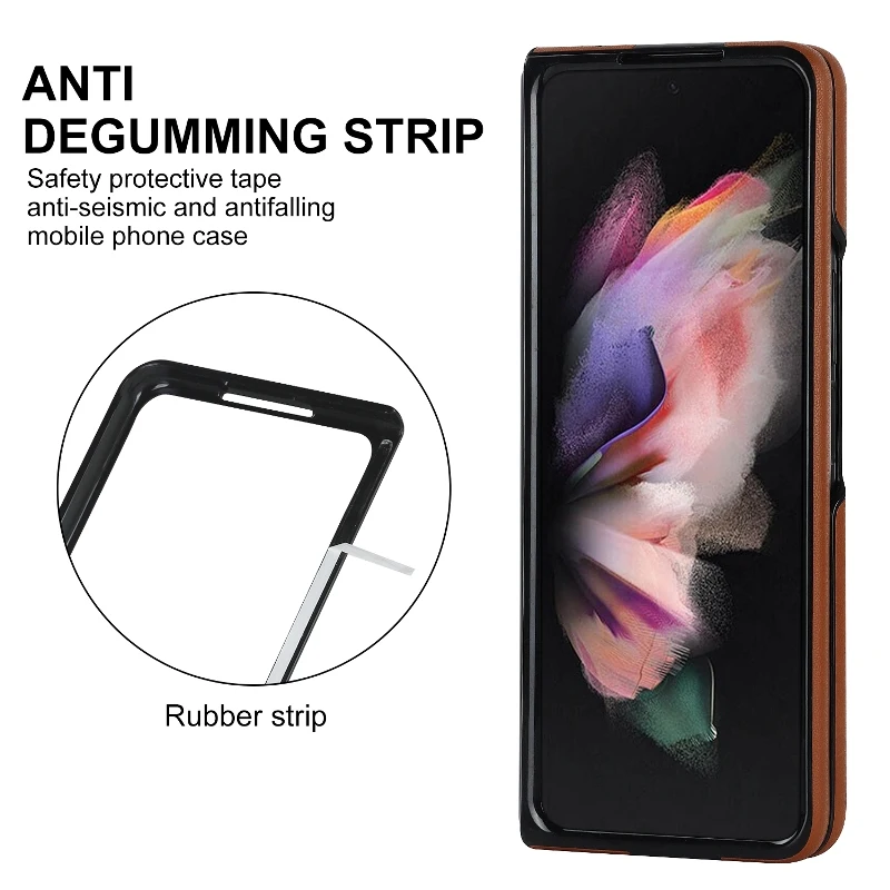 Soft Solid Color Leather Folding Phone Cover For Samsung Galaxy Z Fold 5 4 3 Full Protection Shockproof Flip Phone Case Gifts | Gaffar India