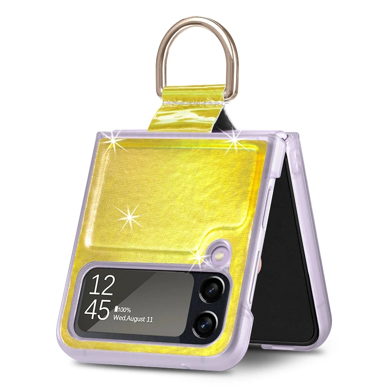 Gradual Color Finger Ring Flip Phone Cover For Samsung Galaxy Z Flip 4 3 Shockproof Anti-Drop Folding Phone Case