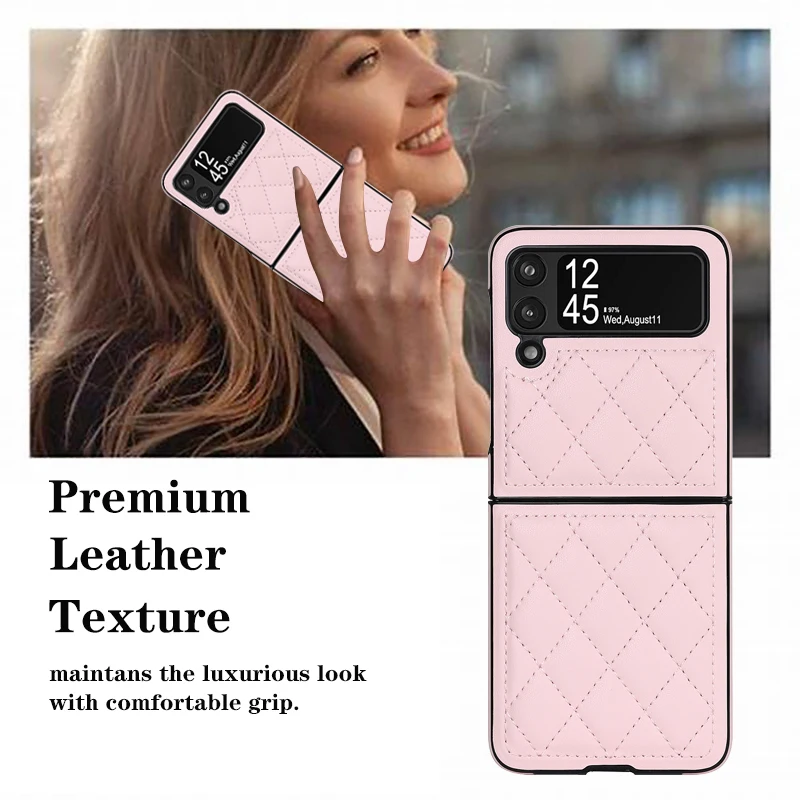 Soft Leather Flip Case Phone Cover For Samsung Galaxy Z Flip 5 4 3 Protection Solid Color Folding Phone Case Christmas Gift