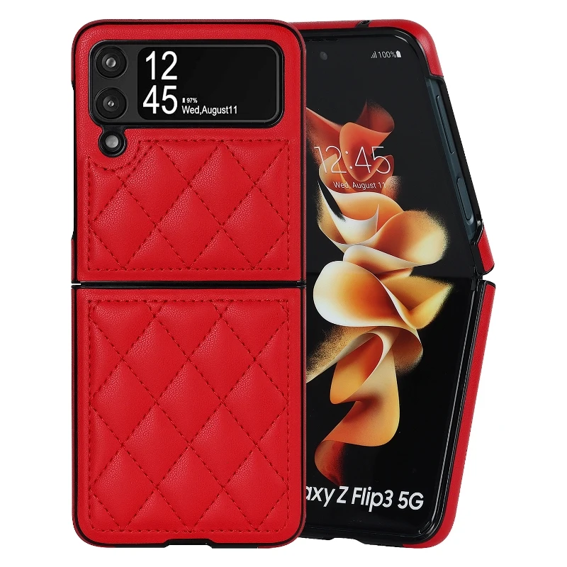 Soft Leather Flip Case Phone Cover For Samsung Galaxy Z Flip 5 4 3 Protection Solid Color Folding Phone Case Christmas Gift