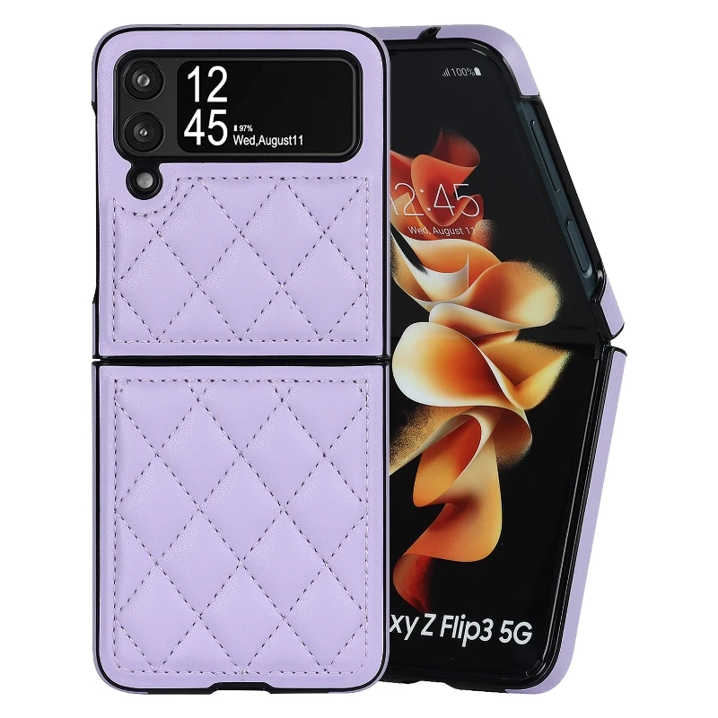 Soft Leather Flip Case Phone Cover For Samsung Galaxy Z Flip 5 4 3 Protection Solid Color Folding Phone Case Christmas Gift