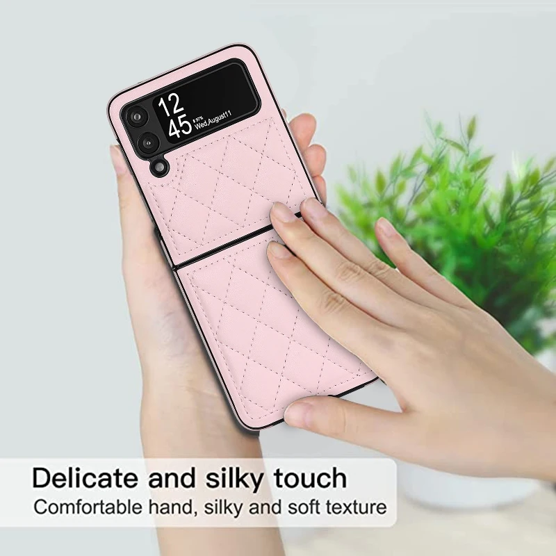 Soft Leather Flip Case Phone Cover For Samsung Galaxy Z Flip 5 4 3 Protection Solid Color Folding Phone Case Christmas Gift