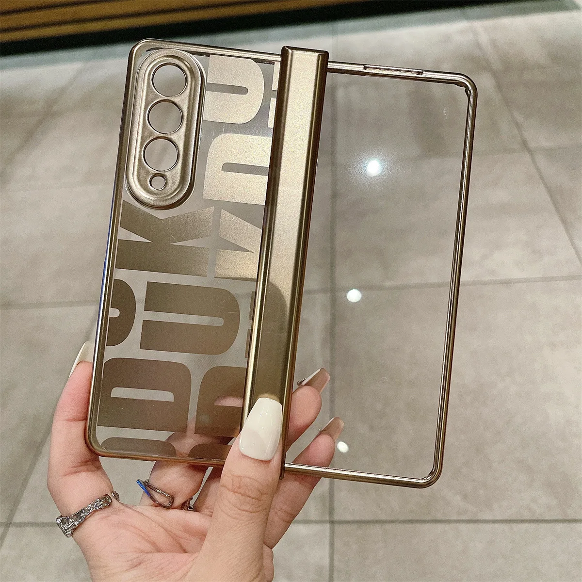 Tide Electroplate Transparent Full Cover with Glass Protective Phone Case for Samsung Galaxy Z Fold5 Fold4 Fold3 Fold2 Housings | Gaffar India