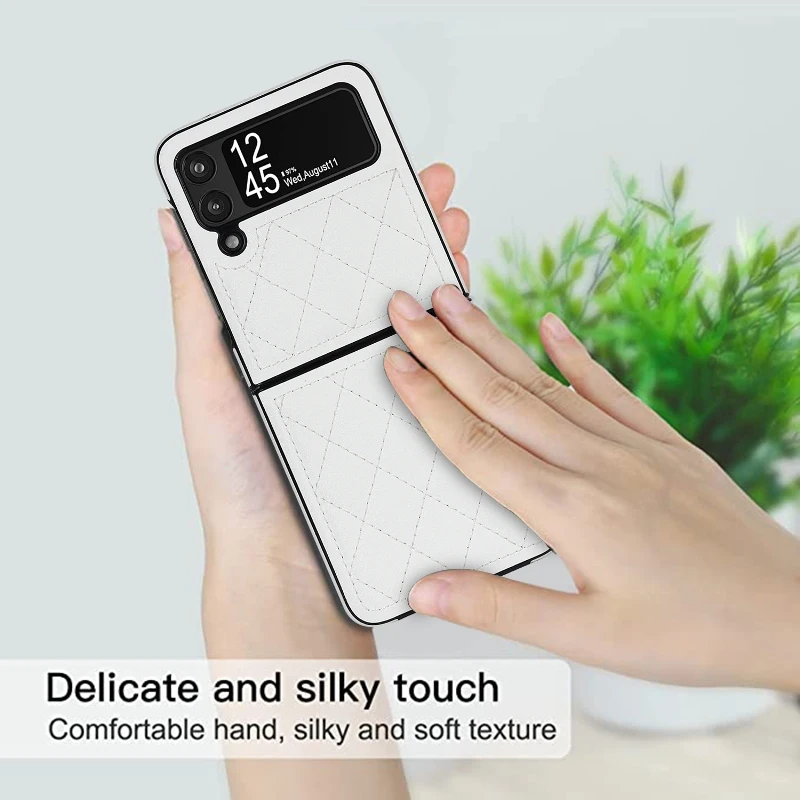 Soft Leather Flip Case Phone Cover For Samsung Galaxy Z Flip 5 4 3 Protection Solid Color Folding Phone Case Christmas Gift