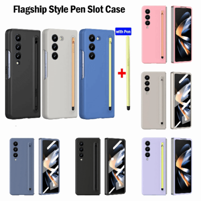 Slim Pen Slot Ultra Thin PC Protective Folding Cover with Touch Pen for Samsung Galaxy Z Fold 5/4/3 (6 Colors)