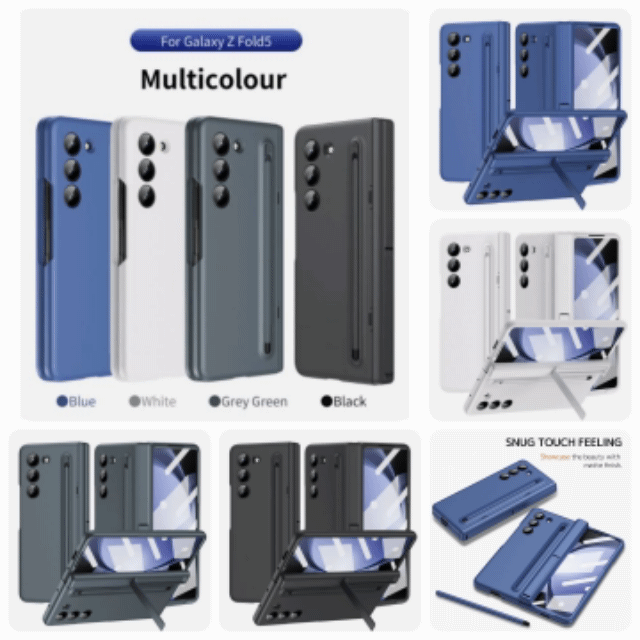 Stylish All Rounder Matte Finish Case With S Pen & Holder, Hinge Protector, Screen Protector, Cam Protector & Kickstand For Galaxy Z Fold3 Fold4 Fold5