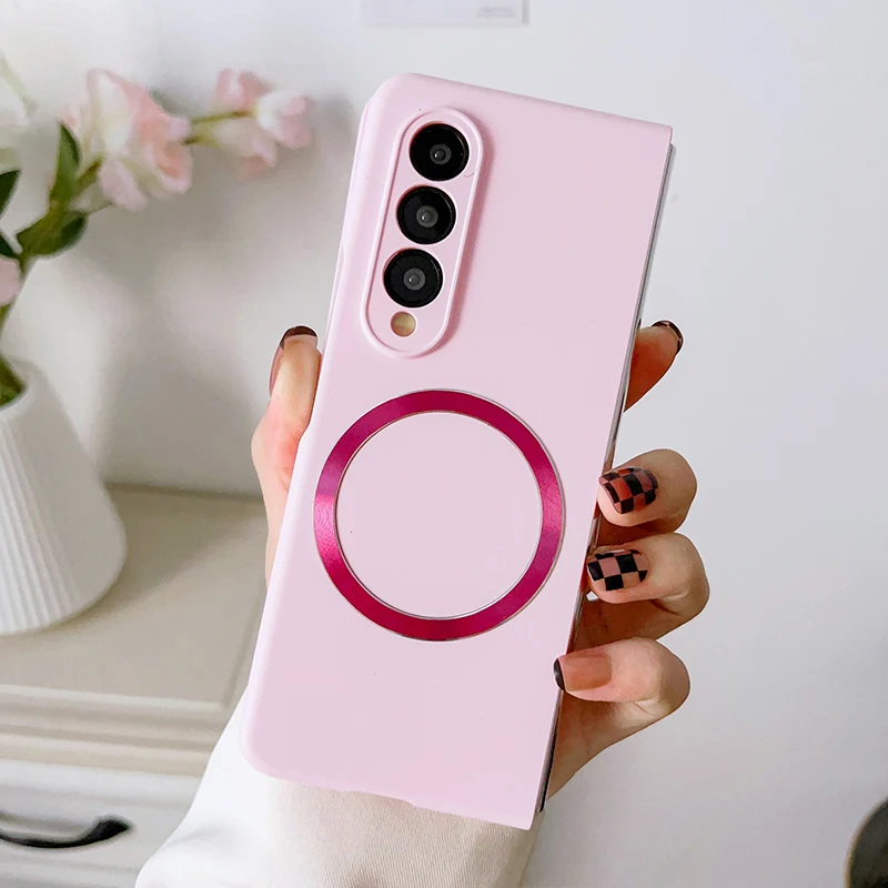 Macaron Skin Sensing Magnetic Suction Hard Mobile Phone Case Cover For Samsung Galaxy Z Fold 4 Fold 3 Fold4 Fold3