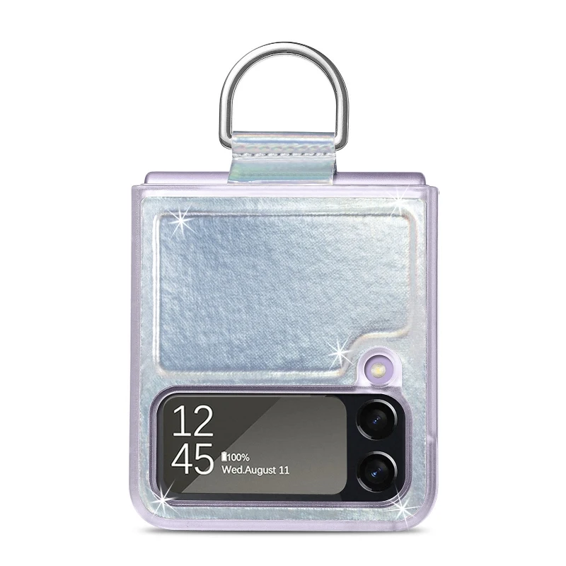 Gradual Color Finger Ring Flip Phone Cover For Samsung Galaxy Z Flip 4 3 Shockproof Anti-Drop Folding Phone Case