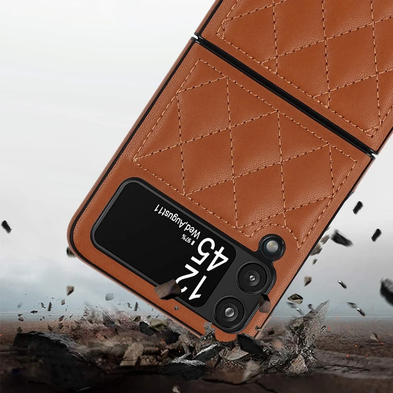 Soft Leather Flip Case Phone Cover For Samsung Galaxy Z Flip 5 4 3 Protection Solid Color Folding Phone Case Christmas Gift