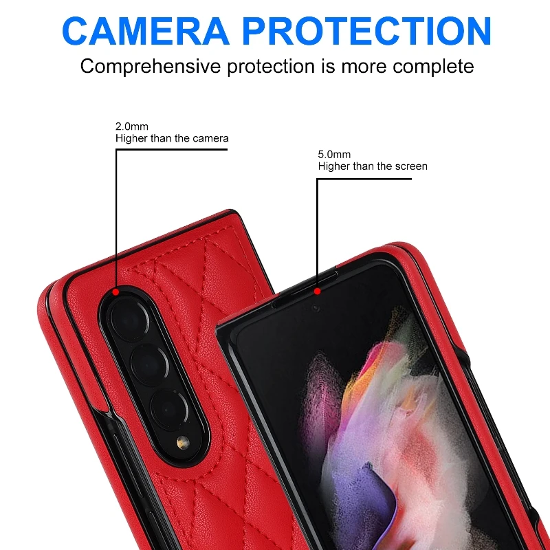 Soft Solid Color Leather Folding Phone Cover For Samsung Galaxy Z Fold 5 4 3 Full Protection Shockproof Flip Phone Case Gifts | Gaffar India