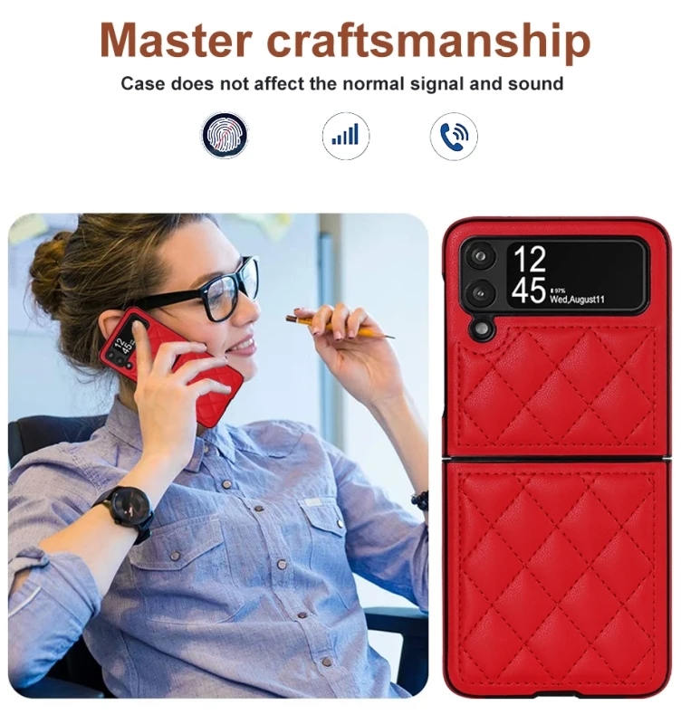 Soft Leather Flip Case Phone Cover For Samsung Galaxy Z Flip 5 4 3 Protection Solid Color Folding Phone Case Christmas Gift