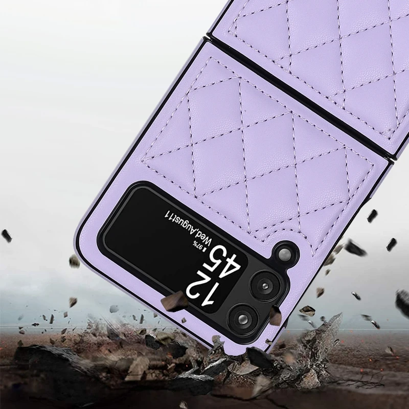 Soft Leather Flip Case Phone Cover For Samsung Galaxy Z Flip 5 4 3 Protection Solid Color Folding Phone Case Christmas Gift