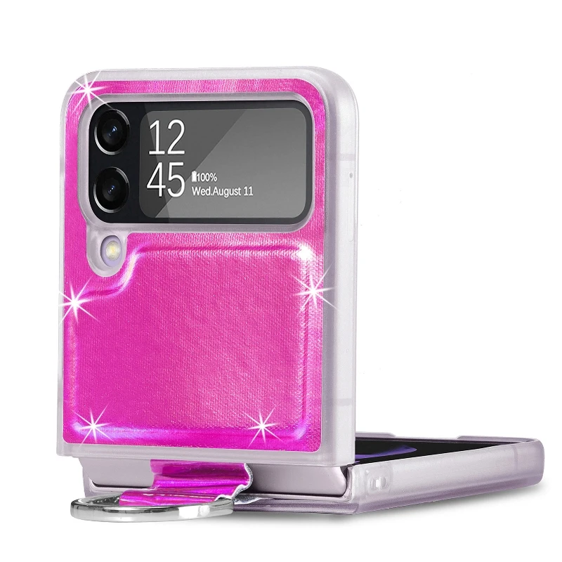 Gradual Color Finger Ring Flip Phone Cover For Samsung Galaxy Z Flip 4 3 Shockproof Anti-Drop Folding Phone Case
