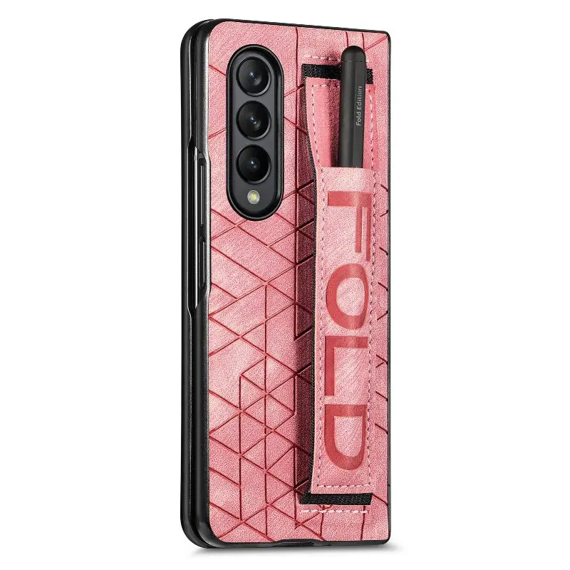 Wrist Strap Phone Case For Samsung Galaxy Z Fold 5 4 3 Phone Cover Shockproof Anti-Drop Back Cover With Pen Holder(Exclude Pen) | Gaffar India