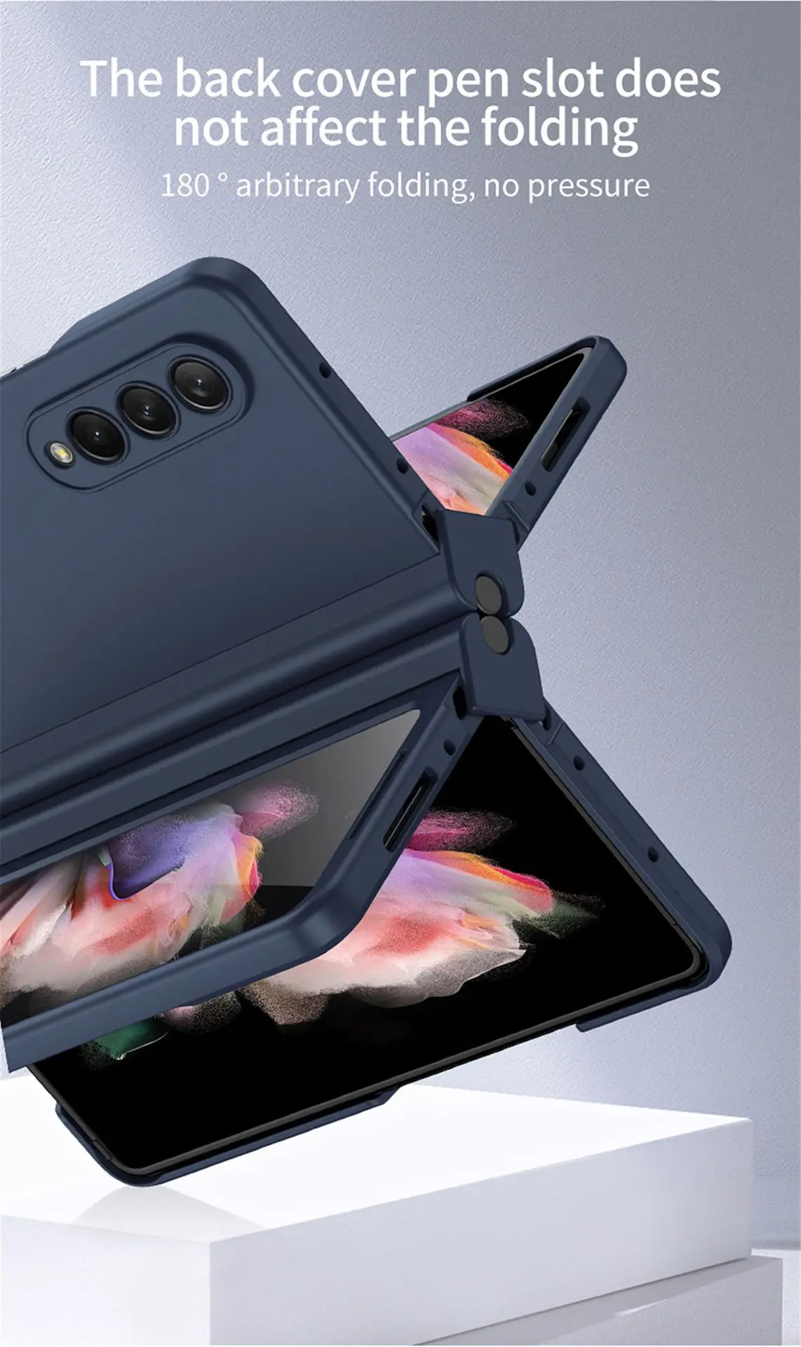 for Samsung Galaxy Z Fold 5 4 3 Phone Case 360° Liquid Matte Plain Color Pen Holder Cover Fine Hole Shell Antifall NonSlip Funda | Gaffar India