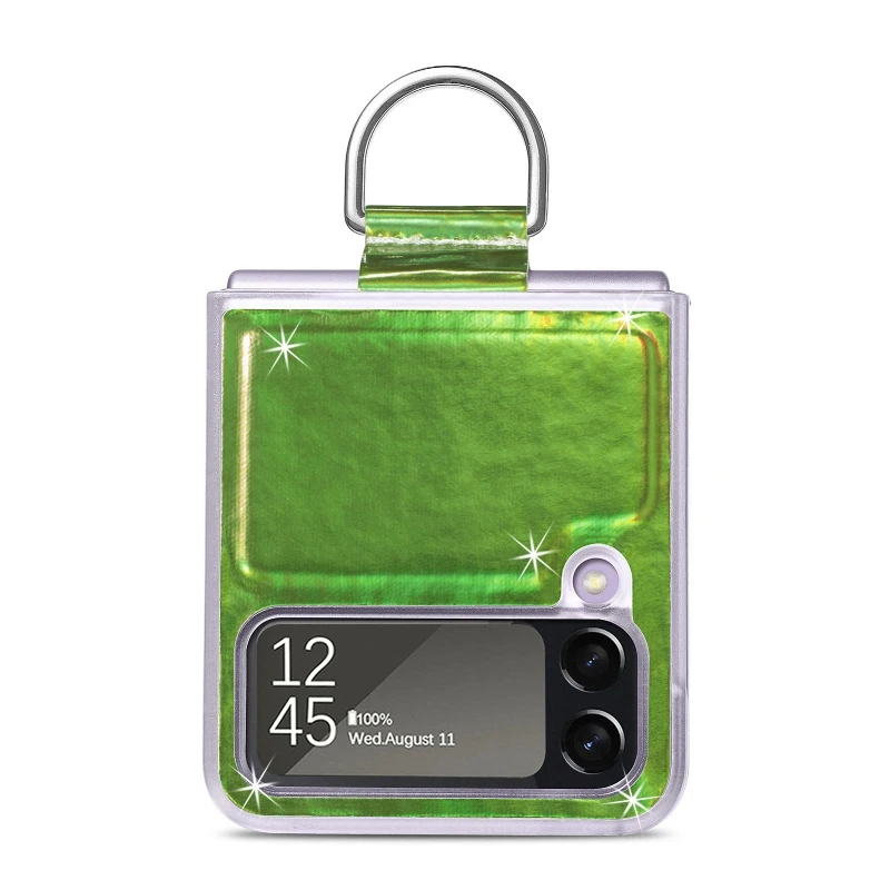Gradual Color Finger Ring Flip Phone Cover For Samsung Galaxy Z Flip 4 3 Shockproof Anti-Drop Folding Phone Case