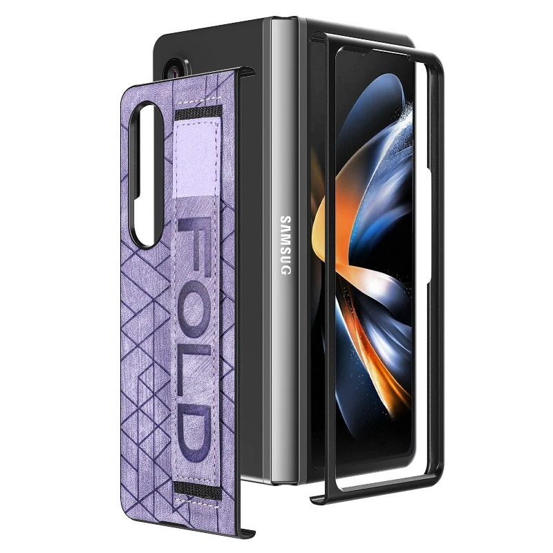 Wrist Strap Phone Case For Samsung Galaxy Z Fold 5 4 3 Phone Cover Shockproof Anti-Drop Back Cover With Pen Holder(Exclude Pen) | Gaffar India