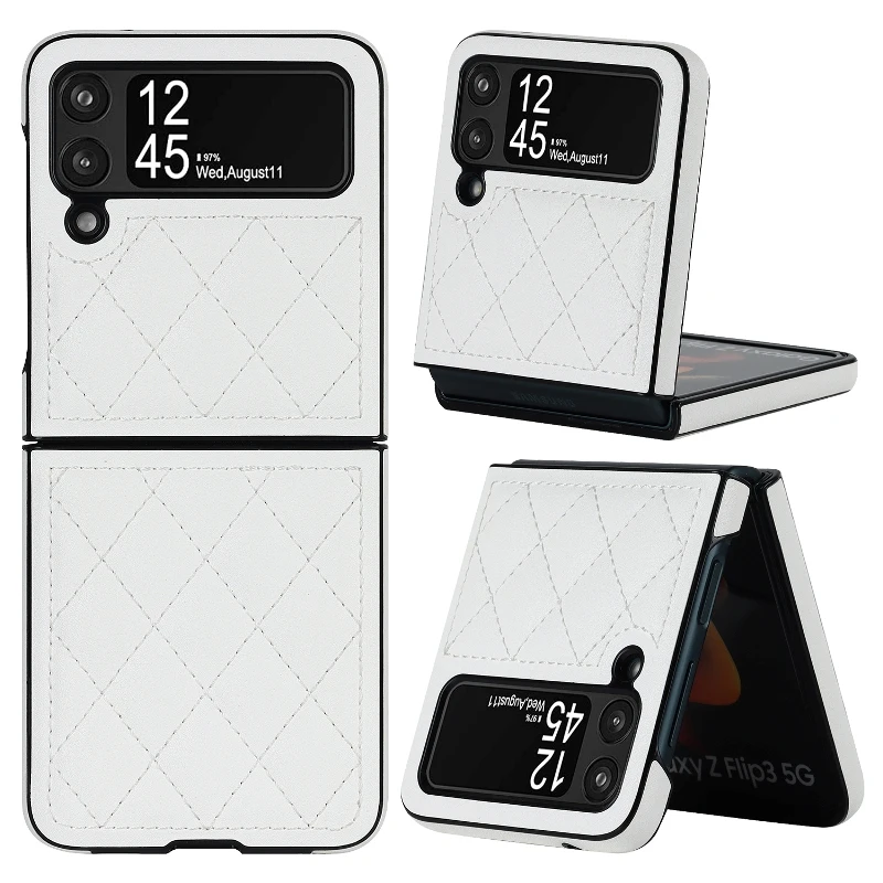 Soft Leather Flip Case Phone Cover For Samsung Galaxy Z Flip 5 4 3 Protection Solid Color Folding Phone Case Christmas Gift