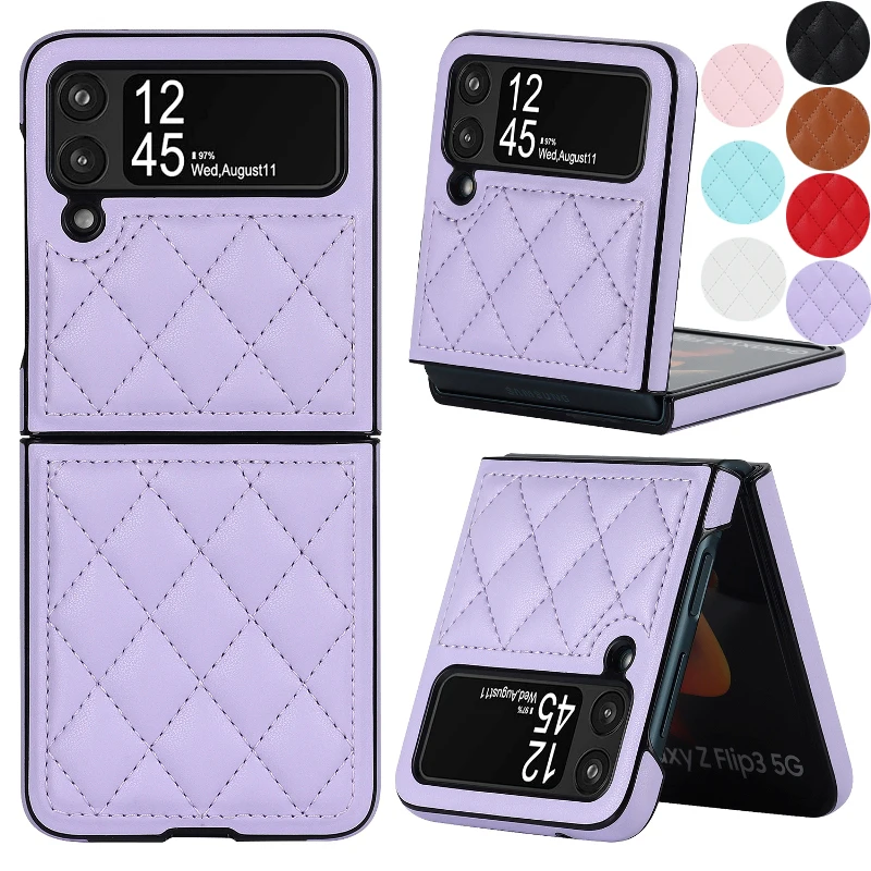 Soft Leather Flip Case Phone Cover For Samsung Galaxy Z Flip 5 4 3 Protection Solid Color Folding Phone Case Christmas Gift