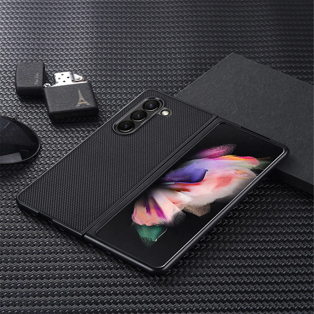 Korean Rhombic Ring Holder Stand Leather Case For Samsung Galaxy Z Fold 5 Case For Galaxy Z Fold 4 Cover Z Fold3 Capa Z Fold5 | Gaffar India