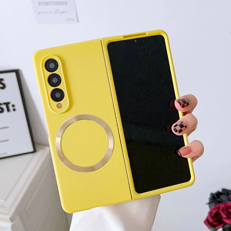 Macaron Skin Sensing Magnetic Suction Hard Mobile Phone Case Cover For Samsung Galaxy Z Fold 4 Fold 3 Fold4 Fold3