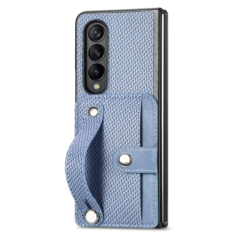Creative Flip Wallet Card Phone Cover For Samsung Galaxy Z Fold 5 4 3 2 Full Protection Anti-Drop Wrist Strap Folding Phone Case | Gaffar India