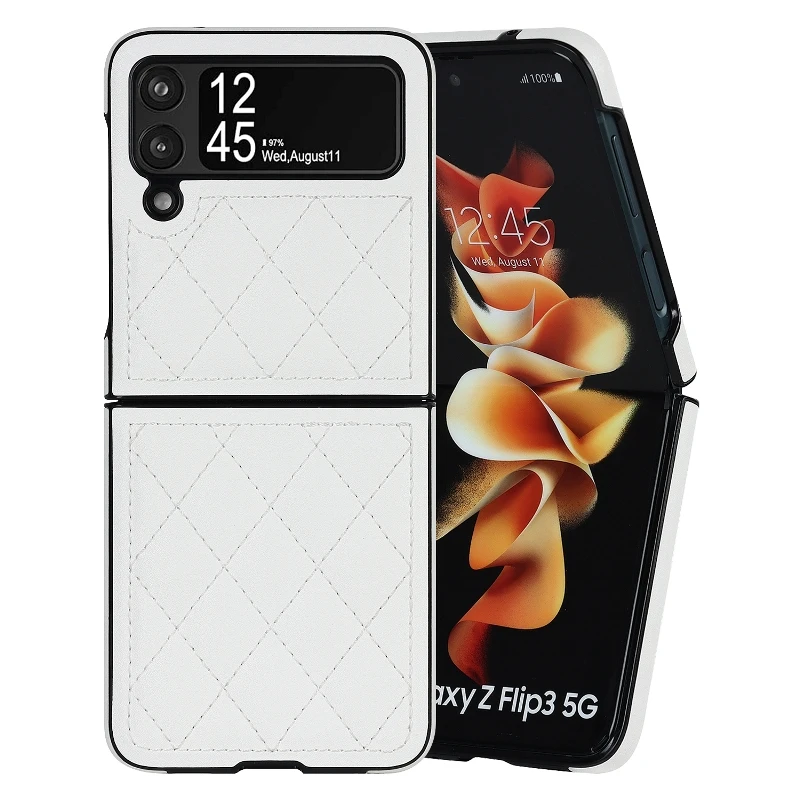 Soft Leather Flip Case Phone Cover For Samsung Galaxy Z Flip 5 4 3 Protection Solid Color Folding Phone Case Christmas Gift