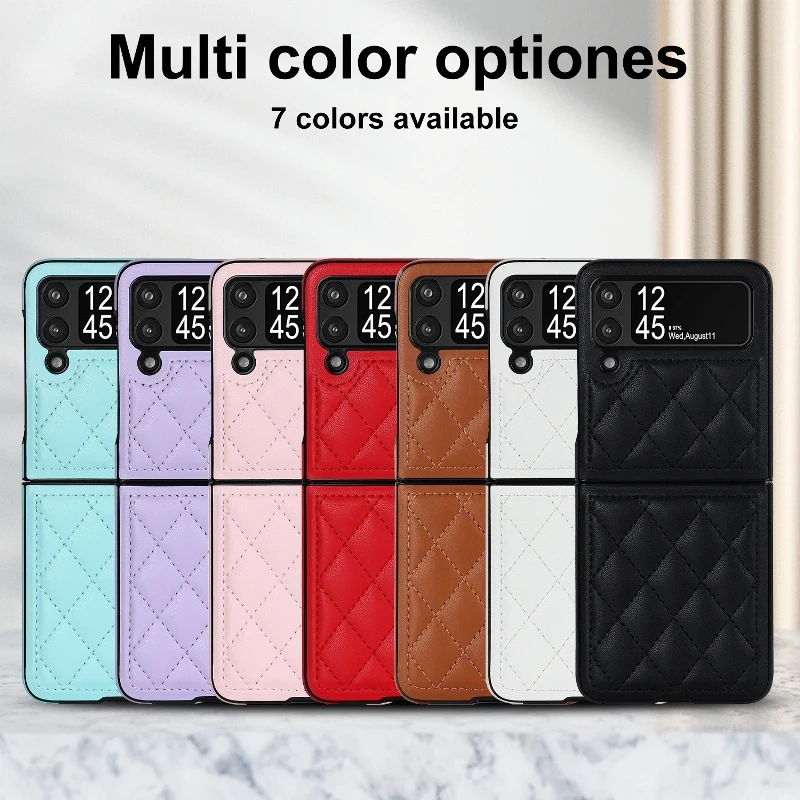 Soft Leather Flip Case Phone Cover For Samsung Galaxy Z Flip 5 4 3 Protection Solid Color Folding Phone Case Christmas Gift