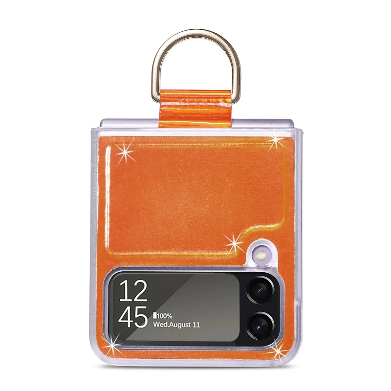 Gradual Color Finger Ring Flip Phone Cover For Samsung Galaxy Z Flip 4 3 Shockproof Anti-Drop Folding Phone Case
