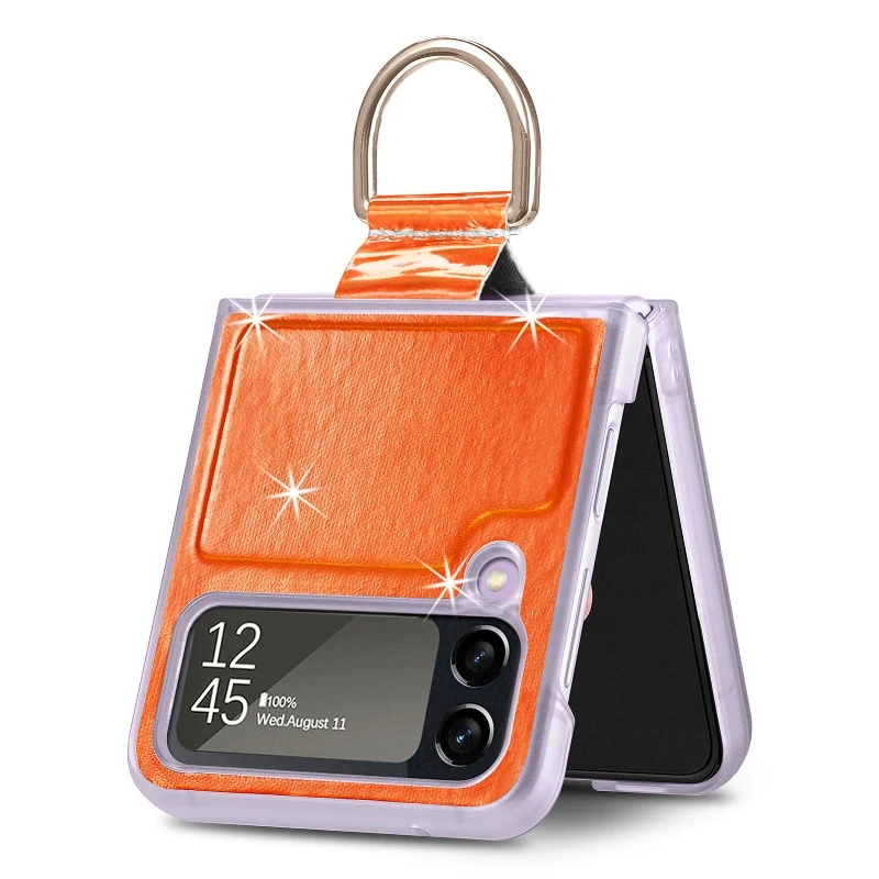 Gradual Color Finger Ring Flip Phone Cover For Samsung Galaxy Z Flip 4 3 Shockproof Anti-Drop Folding Phone Case
