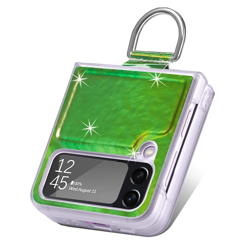 Gradual Color Finger Ring Flip Phone Cover For Samsung Galaxy Z Flip 4 3 Shockproof Anti-Drop Folding Phone Case