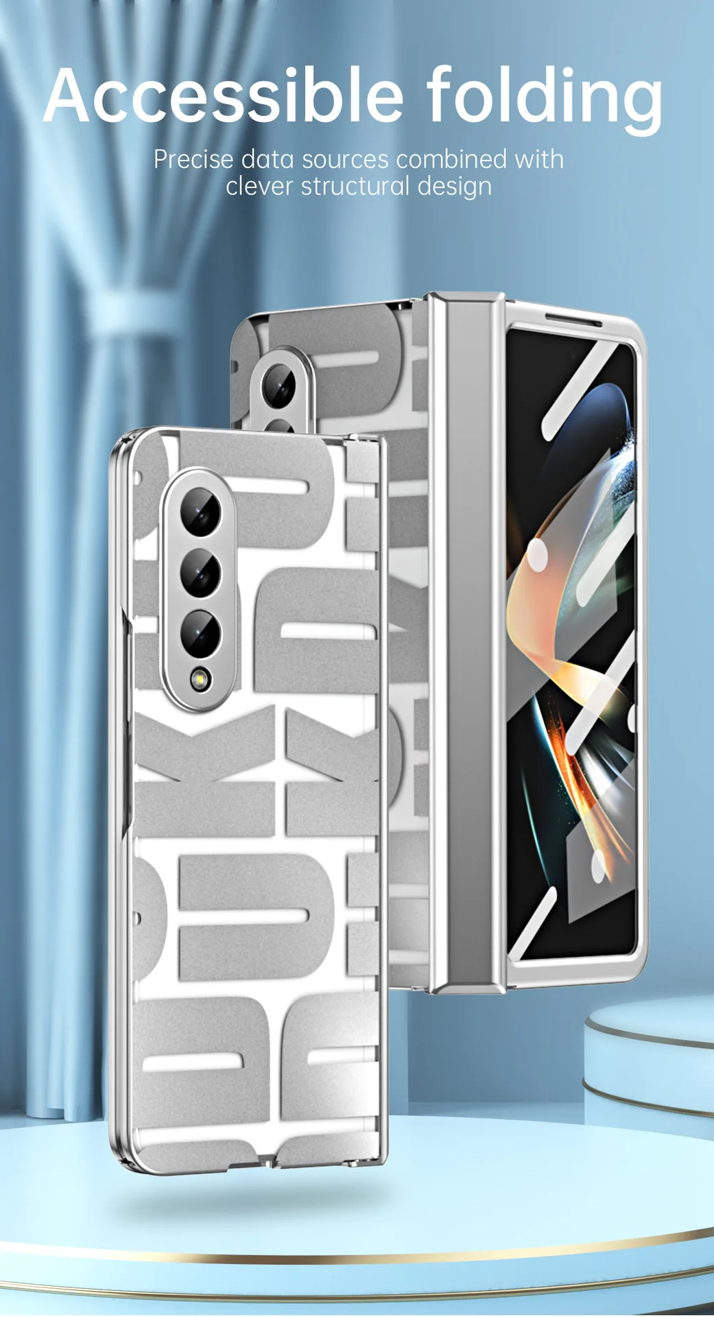 Tide Electroplate Transparent Full Cover with Glass Protective Phone Case for Samsung Galaxy Z Fold5 Fold4 Fold3 Fold2 Housings | Gaffar India