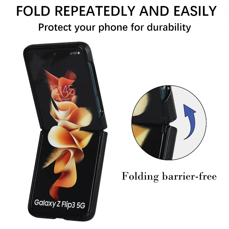 Soft Solid Color Leather Flip Phone Cover For Samsung Galaxy Z Flip 5 4 Z Flip 3 Full Protection Shockproof Folding Phone Case
