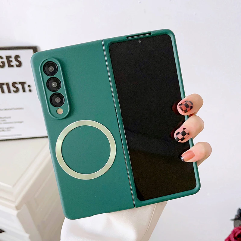 Macaron Skin Sensing Magnetic Suction Hard Mobile Phone Case Cover For Samsung Galaxy Z Fold 4 Fold 3 Fold4 Fold3