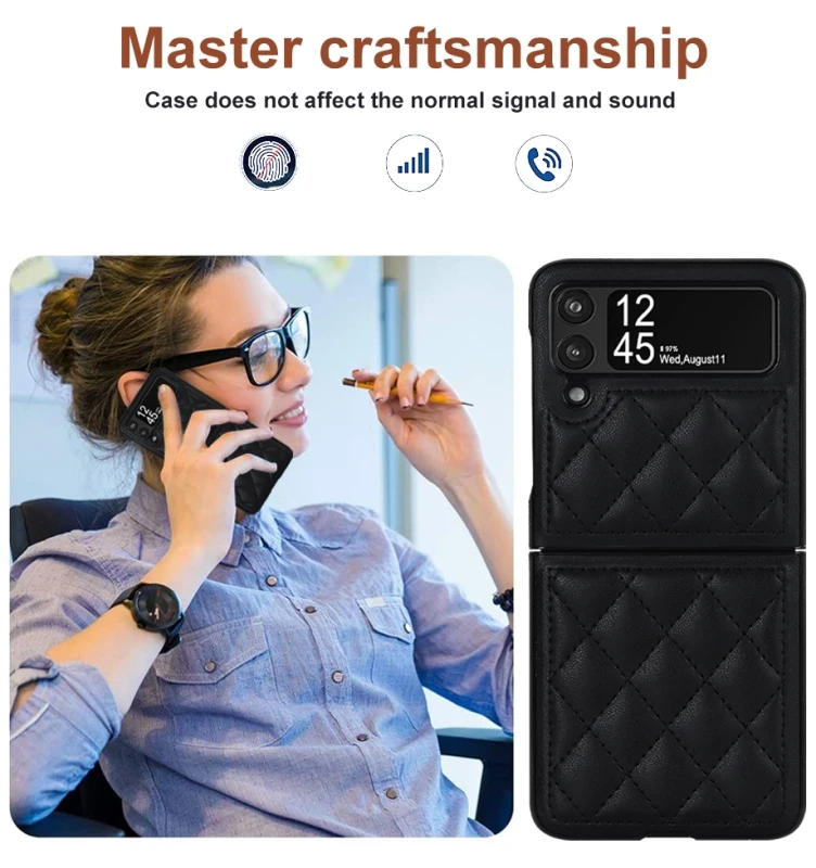 Soft Leather Flip Case Phone Cover For Samsung Galaxy Z Flip 5 4 3 Protection Solid Color Folding Phone Case Christmas Gift