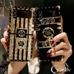 Luxury Flower Phone Folded Cover For Samsung Galaxy Z Flip 4 5G Case Square Shockproof For Galaxy Z Flip 3 With Ring Holder