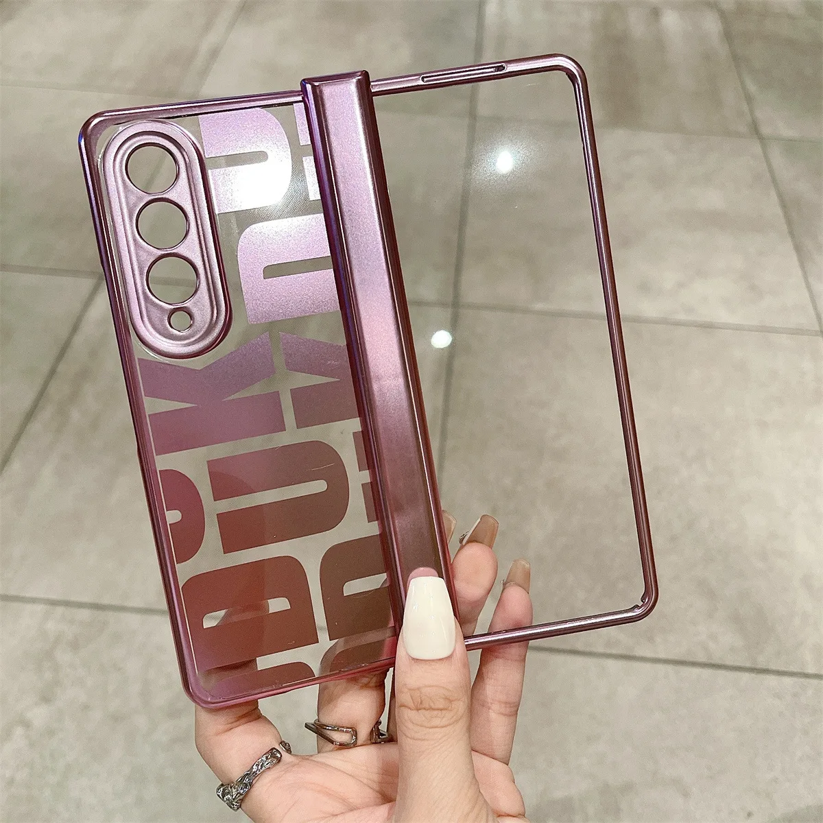 Tide Electroplate Transparent Full Cover with Glass Protective Phone Case for Samsung Galaxy Z Fold5 Fold4 Fold3 Fold2 Housings | Gaffar India