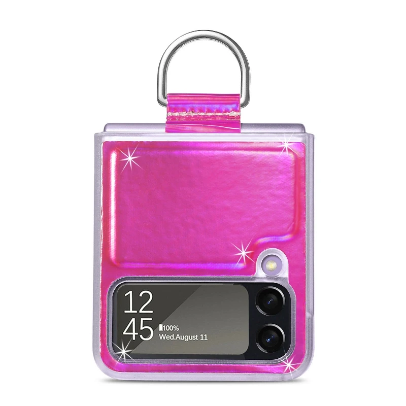 Gradual Color Finger Ring Flip Phone Cover For Samsung Galaxy Z Flip 4 3 Shockproof Anti-Drop Folding Phone Case