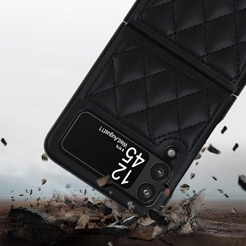 Soft Leather Flip Case Phone Cover For Samsung Galaxy Z Flip 5 4 3 Protection Solid Color Folding Phone Case Christmas Gift