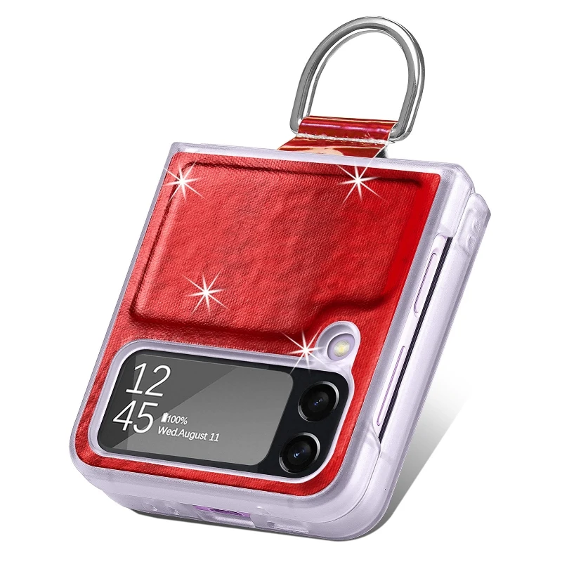 Gradual Color Finger Ring Flip Phone Cover For Samsung Galaxy Z Flip 4 3 Shockproof Anti-Drop Folding Phone Case