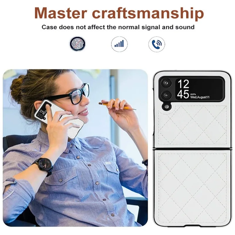 Soft Solid Color Leather Flip Phone Cover For Samsung Galaxy Z Flip 5 4 Z Flip 3 Full Protection Shockproof Folding Phone Case
