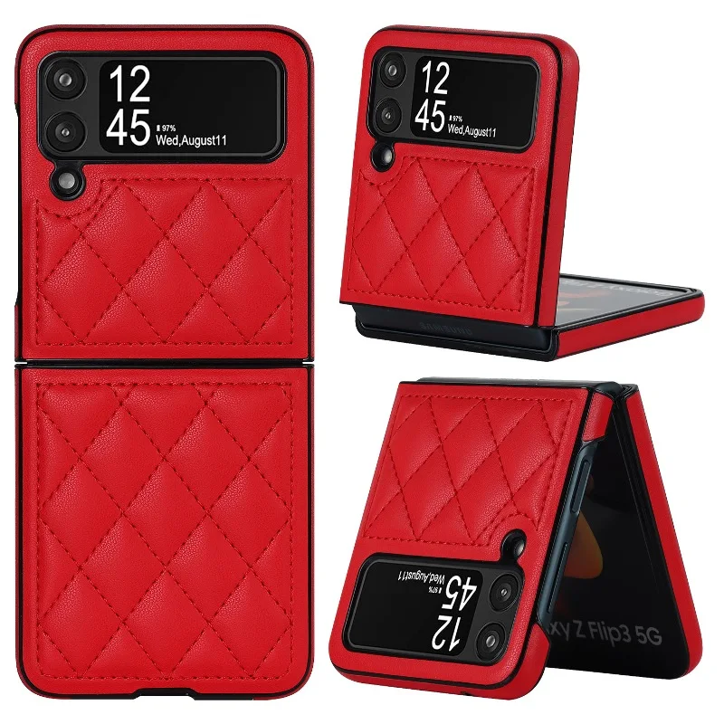Soft Solid Color Leather Flip Phone Cover For Samsung Galaxy Z Flip 5 4 Z Flip 3 Full Protection Shockproof Folding Phone Case