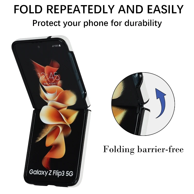 Soft Leather Flip Case Phone Cover For Samsung Galaxy Z Flip 5 4 3 Protection Solid Color Folding Phone Case Christmas Gift