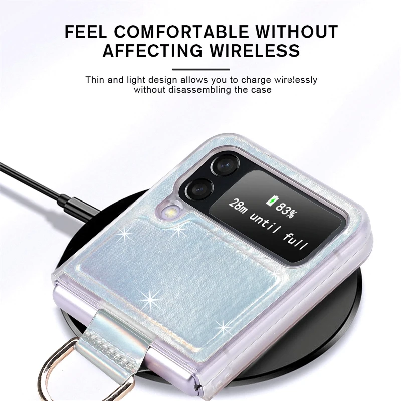 Gradual Color Finger Ring Flip Phone Cover For Samsung Galaxy Z Flip 4 3 Shockproof Anti-Drop Folding Phone Case