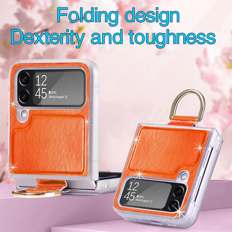 Gradual Color Finger Ring Flip Phone Cover For Samsung Galaxy Z Flip 4 3 Shockproof Anti-Drop Folding Phone Case