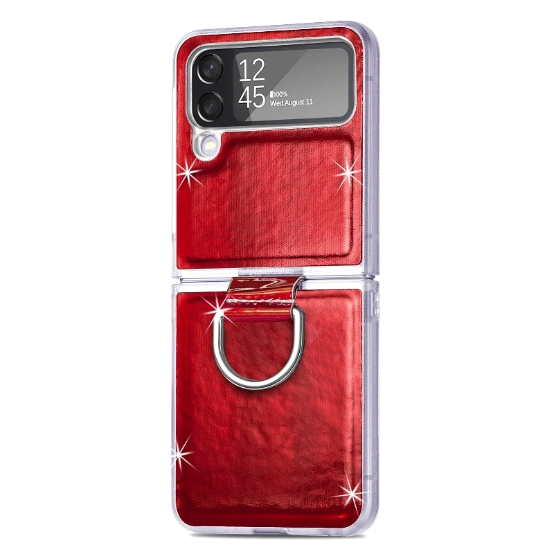 Gradual Color Finger Ring Flip Phone Cover For Samsung Galaxy Z Flip 4 3 Shockproof Anti-Drop Folding Phone Case